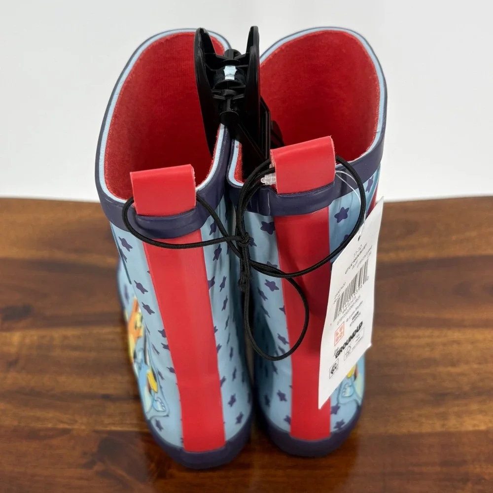Bluey Rain Boots Kids 11-12 Blue Bingo Star Print Waterproof Rubber / Ground Up